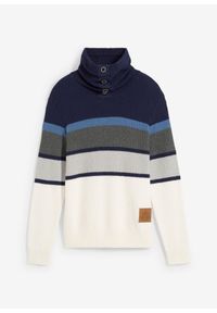 bonprix - Sweter chłopięcy. Kolor: biały. Wzór: paski #1