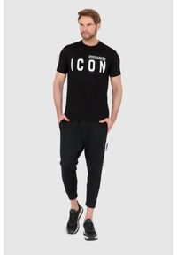 DSQUARED2 Czarny t-shirt męski z dużym logo icon, Rozmiar L. Kolor: czarny #5