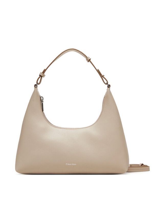 Calvin Klein Torebka Foil Logo Conv Shou?Lder Bag LV04F3272G Beżowy. Kolor: beżowy. Materiał: skórzane