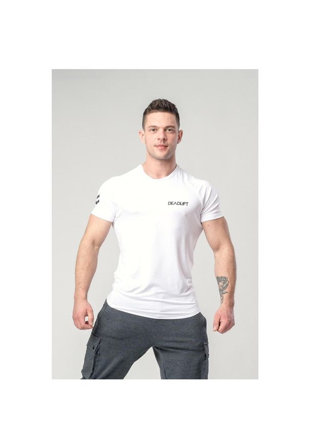 DEADLIFT - T-shirt męski na siłownię slim fit Deadlift ELITE. Kolor: biały. Sport: fitness