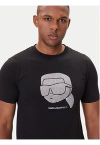 Karl Lagerfeld - KARL LAGERFELD T-Shirt 755066 554242 Czarny Regular Fit. Typ kołnierza: dekolt w karo. Kolor: czarny. Materiał: bawełna #3