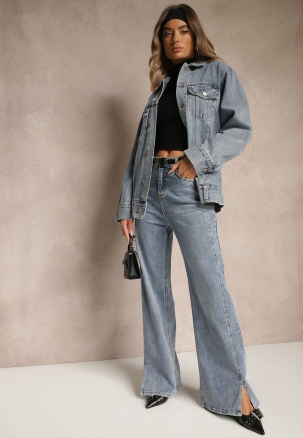 Renee - Niebieska Kurtka Jeansowa o Casualowym Fasonie Belissen. Okazja: na co dzień. Kolor: niebieski. Materiał: jeans. Styl: boho, casual