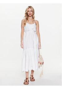 TwinSet - TWINSET Sukienka letnia 231TT2300 Biały Regular Fit. Kolor: biały. Materiał: bawełna. Sezon: lato