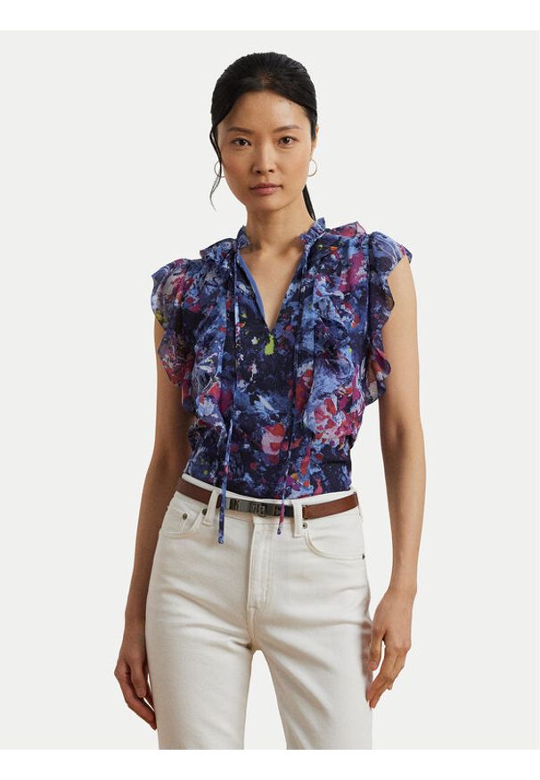 Lauren Ralph Lauren - LAUREN RALPH LAUREN Bluzka 200970718001 Granatowy Relaxed Fit. Kolor: niebieski. Materiał: syntetyk