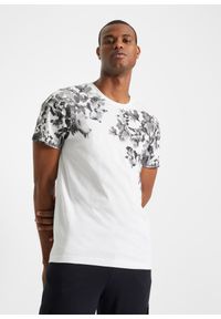 bonprix - T-shirt, Slim Fit. Kolor: biały. Wzór: nadruk