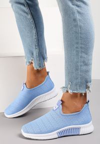 Renee - Niebieskie Buty Sportowe Daemnessa. Zapięcie: bez zapięcia. Kolor: niebieski. Materiał: jeans, dresówka, materiał. Szerokość cholewki: normalna. Wzór: jednolity #5