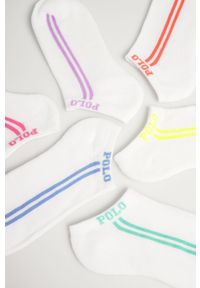 Polo Ralph Lauren - Skarpetki (5-pack). Kolor: biały. Materiał: poliester, materiał, elastan. Wzór: nadruk #2