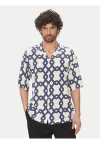 Selected Homme Koszula 16088360 Granatowy Relaxed Fit. Kolor: niebieski. Materiał: wiskoza