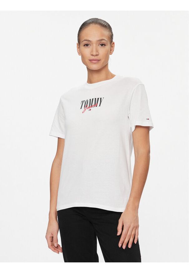 Tommy Jeans T-Shirt Essential Logo DW0DW16441 Biały Relaxed Fit. Kolor: biały. Materiał: bawełna