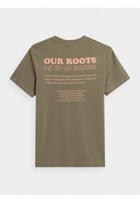 outhorn - T-shirt regular z nadrukiem męski Outhorn - khaki. Okazja: na co dzień. Kolor: wielokolorowy, brązowy, oliwkowy. Materiał: jersey, bawełna. Wzór: nadruk. Styl: casual