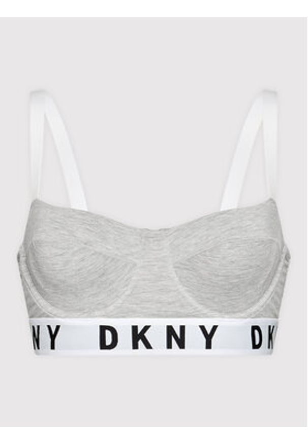 DKNY Biustonosz z fiszbiną DK4521 Szary. Kolor: szary. Materiał: bawełna