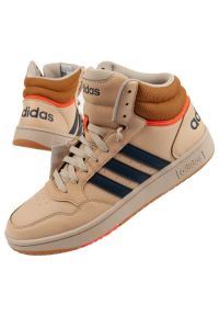 Adidas - Buty adidas Hoops 3.0 M GX9608 beżowy. Zapięcie: pasek. Kolor: beżowy. Materiał: guma. Szerokość cholewki: normalna. Wzór: aplikacja, paski