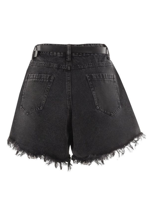 Born2be - Czarne Szorty Cilike. Okazja: na co dzień. Stan: podwyższony. Kolor: czarny. Materiał: materiał, jeans, futro. Wzór: aplikacja. Styl: casual, elegancki