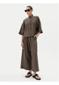 Max Mara Spodnie materiałowe Minnie 2516131018 Zielony Relaxed Fit. Kolor: zielony. Materiał: len #4