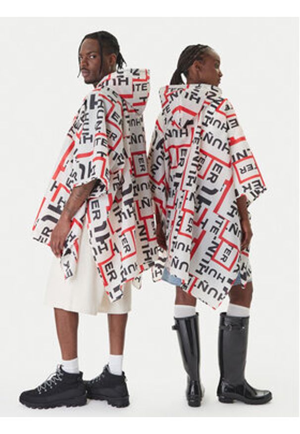 Hunter Ponczo HARU0006261 Biały Regular Fit. Kolor: biały. Materiał: syntetyk