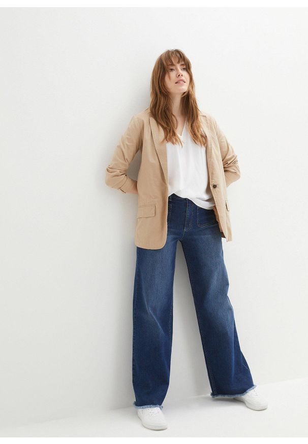 bonprix - Bluzka z krótkim rękawem i dekoltem w serek. Typ kołnierza: dekolt w serek. Kolor: biały. Długość rękawa: krótki rękaw. Długość: krótkie