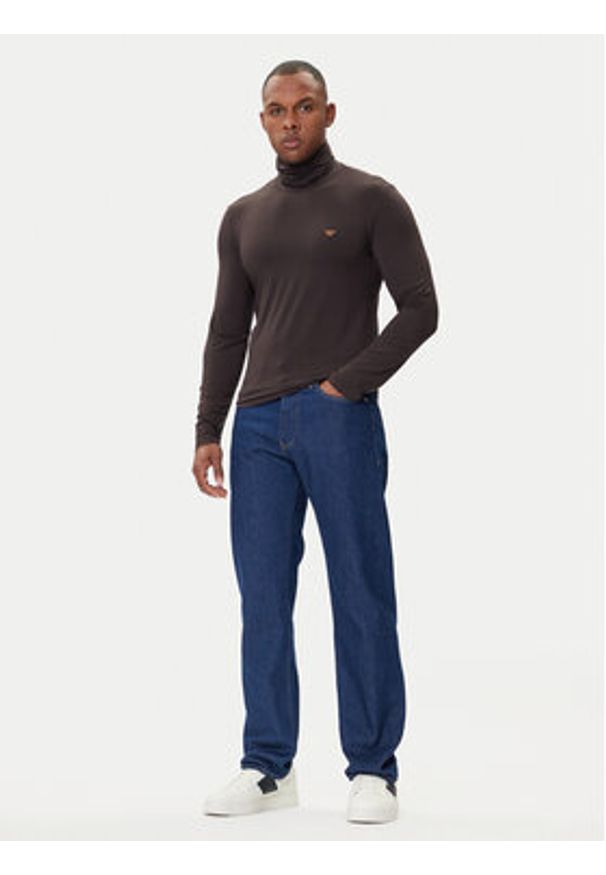 Emporio Armani Underwear Golf EM000388 AF14988 U6031 Brązowy Slim Fit. Typ kołnierza: golf. Kolor: brązowy