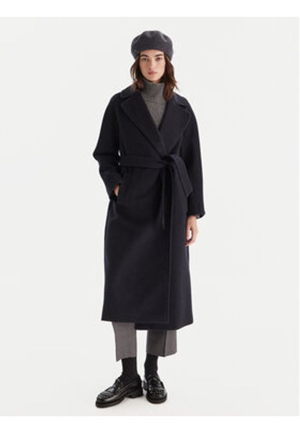 Weekend Max Mara Płaszcz wełniany Tempera 2525016082 Granatowy Regular Fit. Kolor: niebieski. Materiał: wełna