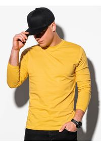 Ombre Clothing - Longsleeve męski bez nadruku L118 - żółty - XXL. Typ kołnierza: kaptur. Kolor: żółty. Materiał: bawełna. Długość rękawa: długi rękaw. Styl: klasyczny #2