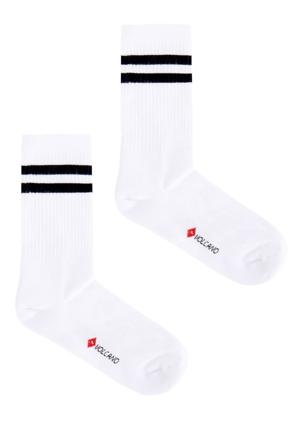 Volcano - Sportowe skarpety z paskami A-HUGO, dwupak. Materiał: poliester, elastan, prążkowany, bawełna, materiał, włókno. Wzór: paski, nadruk