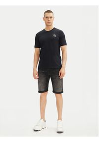 Karl Lagerfeld - KARL LAGERFELD T-Shirt 755021 552224 Granatowy Regular Fit. Typ kołnierza: dekolt w karo. Kolor: niebieski. Materiał: bawełna