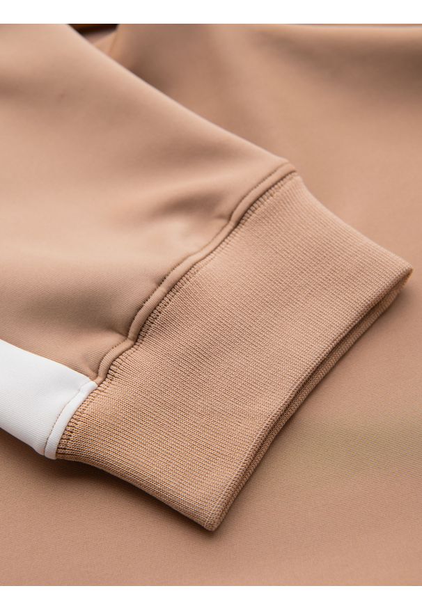 Ombre Clothing - Męskie dresowe spodnie joggery z kontrastowymi lampasami – beżowe V4 OM-PASK-0229 - XXL. Kolor: beżowy. Materiał: dresówka. Wzór: aplikacja. Styl: retro, sportowy