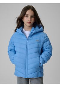 4f - 4F Kurtka z wypełnieniem syntetycznym dziewczęca - niebieska 164 (13-14 lat). Kolor: niebieski. Materiał: syntetyk. Wzór: gładki. Sezon: lato #1