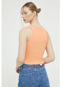 Von Dutch top damski kolor pomarańczowy. Kolor: pomarańczowy. Materiał: materiał, dzianina. Długość rękawa: na ramiączkach #4