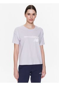 New Balance T-Shirt Stacked WT03805 Fioletowy Relaxed Fit. Kolor: fioletowy. Materiał: syntetyk