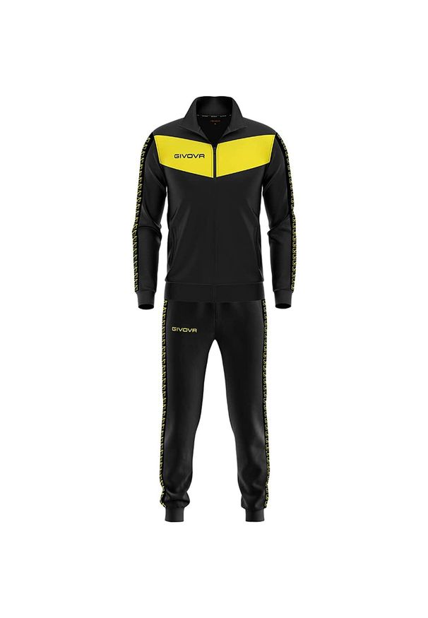 Dres z paskami Givova Visa. Kolor: czarny. Materiał: dresówka. Sport: piłka nożna