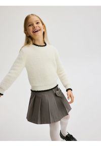 Reserved - Plisowana spódnica - ciemnoszary. Kolor: szary. Materiał: dzianina #1