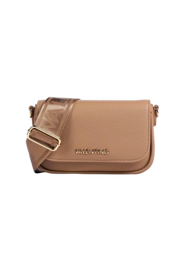 Valentino by Mario Valentino - VALENTINO Brązowa listonoszka Miramar Flap Bag. Kolor: brązowy. Wzór: paski. Styl: klasyczny