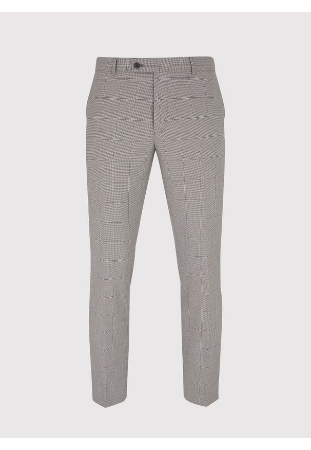 Pako Lorente - PAKO LORENTE – Brązowe spodnie garniturowe w kratę. Kolor: brązowy. Materiał: poliester, elastan, wiskoza