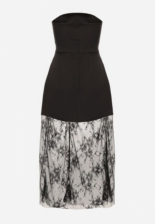 Born2be - Czarna Dwuwarstwowa Sukienka o Rozkloszowanym Kroju Bez Rękawów z Koronką Filanassa. Okazja: na imprezę. Kolor: czarny. Materiał: koronka. Długość rękawa: bez rękawów. Wzór: koronka. Typ sukienki: oversize, proste. Styl: klasyczny