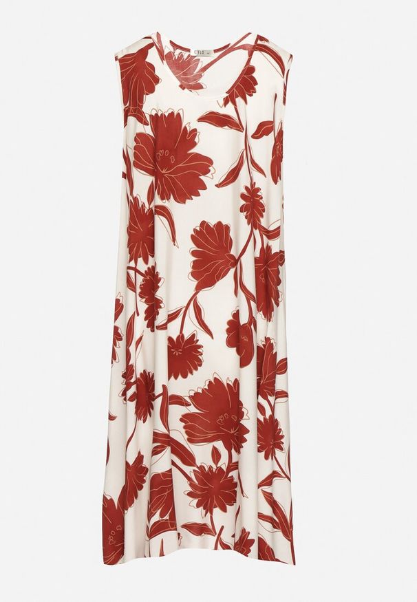 Born2be - Bordowa Sukienka z Wiskozy z Wzorem w Kwiaty Bez Rękawów Orrulene. Okazja: na co dzień. Kolor: czerwony. Materiał: wiskoza. Długość rękawa: bez rękawów. Wzór: kwiaty. Sezon: wiosna, lato. Styl: casual, klasyczny