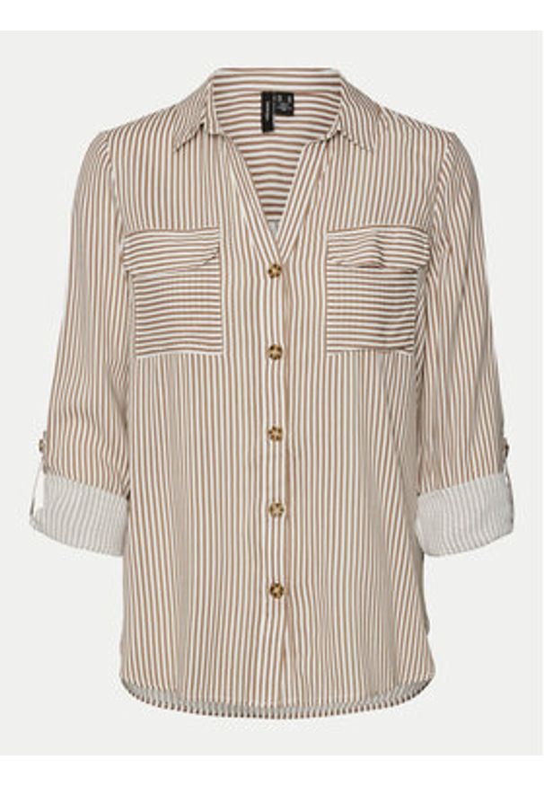 Vero Moda Koszula Bumpy 10275283 Beżowy Regular Fit. Kolor: beżowy. Materiał: wiskoza