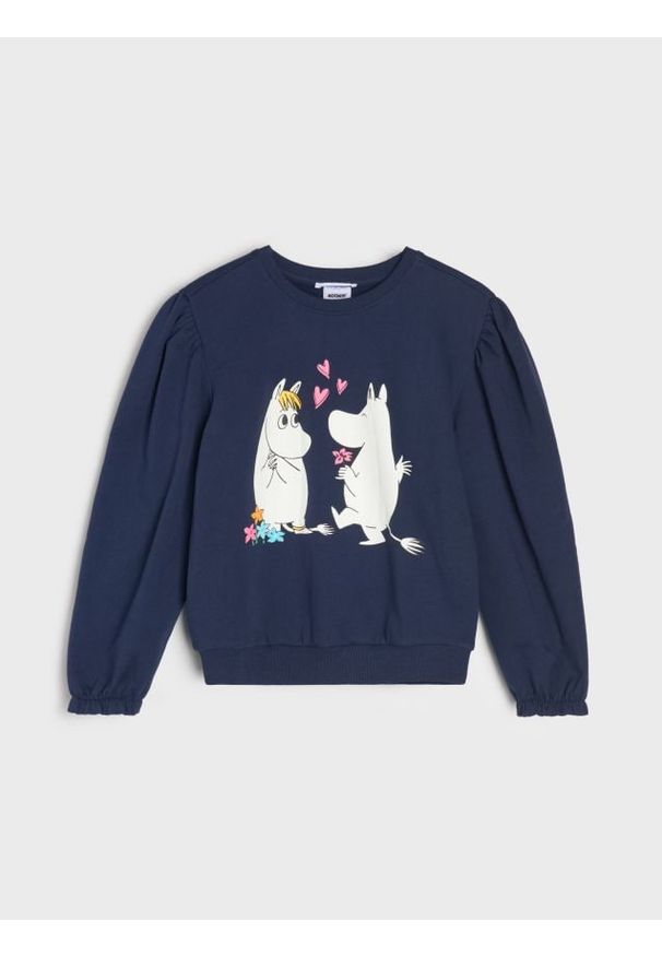Sinsay - Bluza crewneck z nadrukiem Moomin - granatowy. Kolor: niebieski. Wzór: nadruk