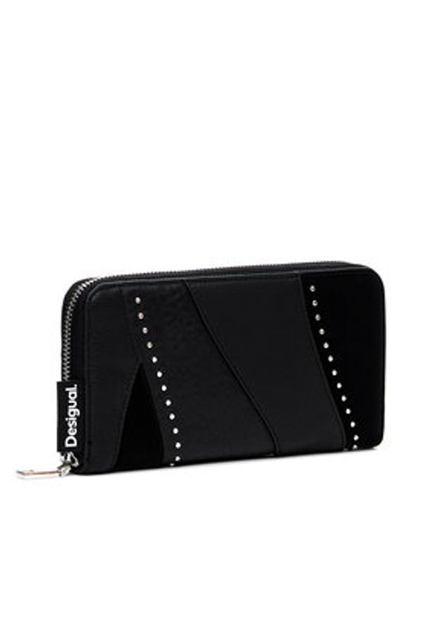 Desigual Duży Portfel Damski Kahlo 24WAYP03 Czarny. Kolor: czarny. Materiał: skóra