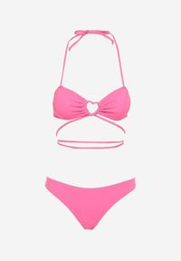 Born2be - Różowe Dwuczęściowe Bikini z Wiązaniem na Szyi Eusta. Kolor: różowy. Materiał: tkanina. Wzór: gładki #6