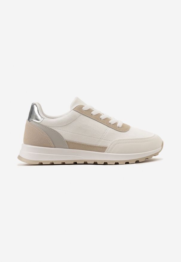 Renee - Białe Sznurowane Sneakersy przed Kostkę Kiea. Wysokość cholewki: przed kostkę. Kolor: biały. Materiał: materiał. Szerokość cholewki: normalna. Obcas: na płaskiej podeszwie