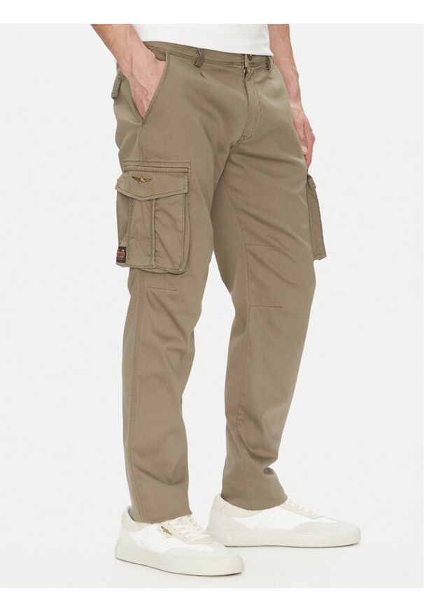 Aeronautica Militare Spodnie materiałowe 251PA1658CT3511 Khaki Regular Fit. Kolor: brązowy. Materiał: bawełna