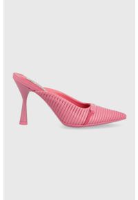 Karl Lagerfeld klapki PANACHE HI kolor różowy. Kolor: różowy. Materiał: guma. Obcas: na obcasie. Wysokość obcasa: średni