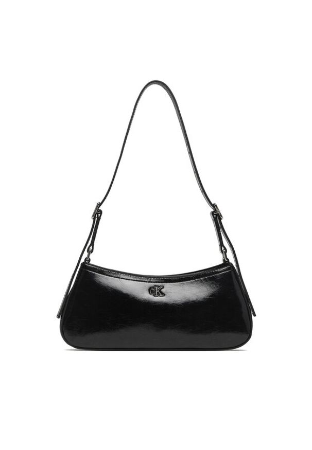 Calvin Klein Torebka Ck Metallic Small Shoulder Bag LV04F3304G Czarny. Kolor: czarny. Materiał: skórzane