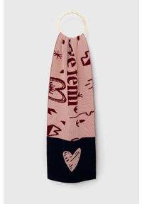 Femi Stories szalik z domieszką wełny kolor różowy wzorzysty. Kolor: różowy. Materiał: wełna #1