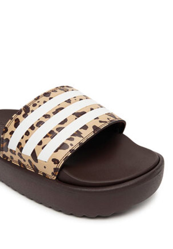 Adidas - adidas Klapki adilette Platform Slides JR9234 Brązowy. Kolor: brązowy. Materiał: skóra. Obcas: na platformie