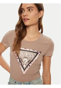 Guess T-Shirt W5RI22 J1314 Brązowy Regular Fit. Kolor: brązowy. Materiał: bawełna