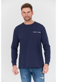 Tommy Jeans - TOMMY JEANS Granatowy męski longsleeve, Rozmiar L. Kolor: niebieski. Długość rękawa: długi rękaw