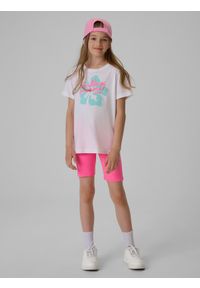 4f - 4F T-shirt regular z nadrukiem dziewczęcy - biały 164 (13-14 lat). Okazja: na co dzień. Kolor: biały. Materiał: bawełna, dzianina. Wzór: nadruk. Sezon: lato. Styl: casual #2
