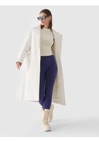 4f - 4F Legginsy dzianinowe damskie - granatowe XXL. Okazja: na co dzień. Stan: podwyższony. Kolor: niebieski. Materiał: dzianina. Wzór: gładki, ze splotem, jednolity. Styl: sportowy, casual