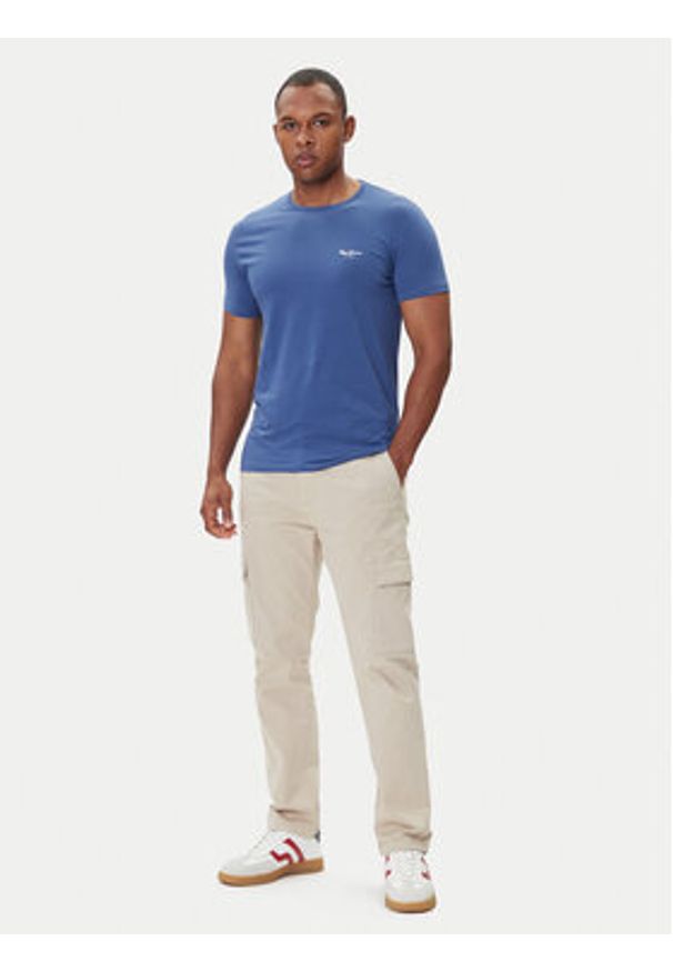 Pepe Jeans T-Shirt Original Basic 3N PM5010133 Granatowy Regular Fit. Kolor: niebieski. Materiał: bawełna